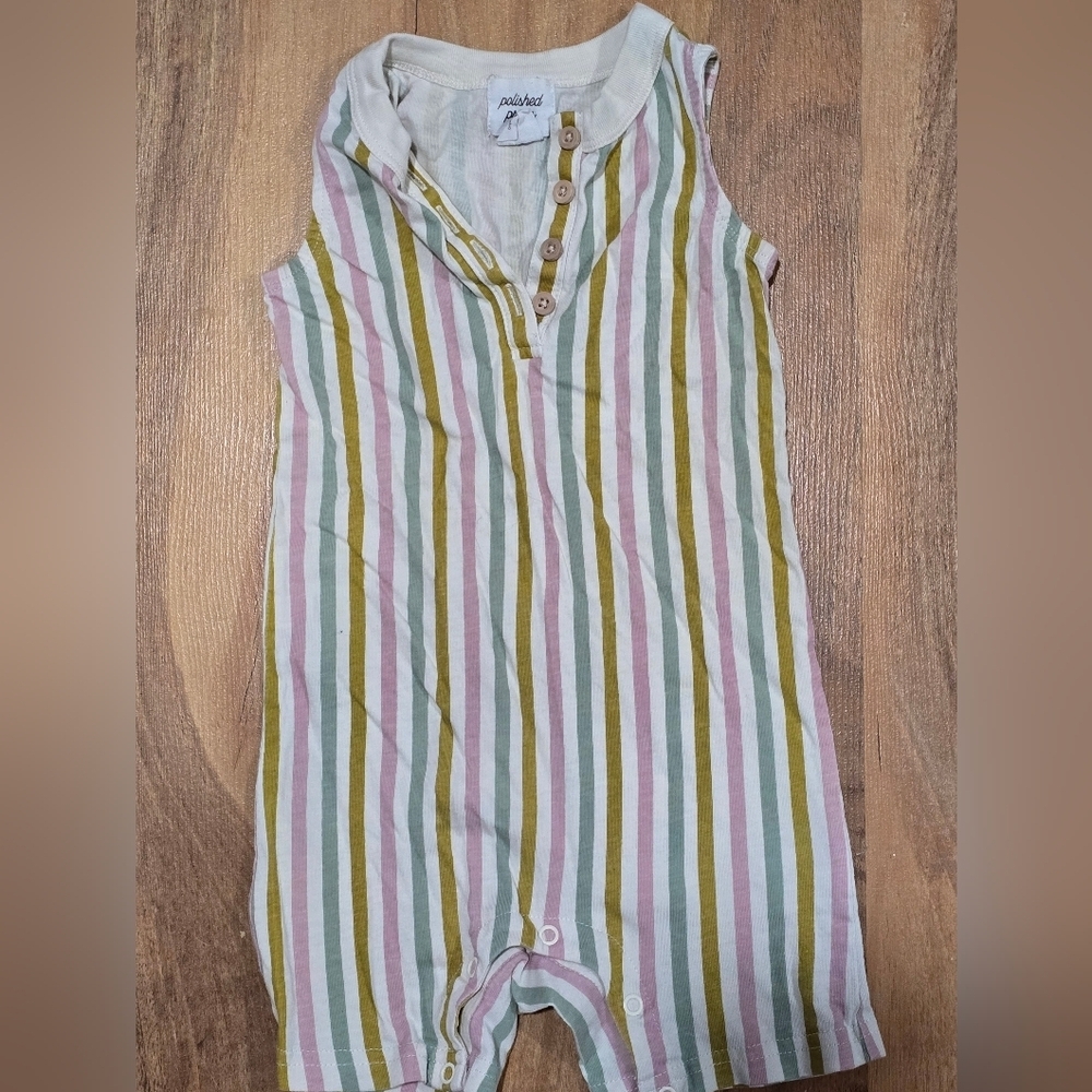 Polished Prints Sleeveless Stripe Romper 12M